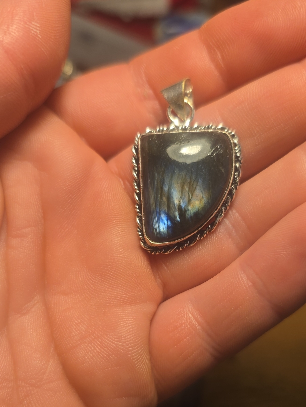 Labradorite  Pendant in Blue-Grey Sterling Setting
